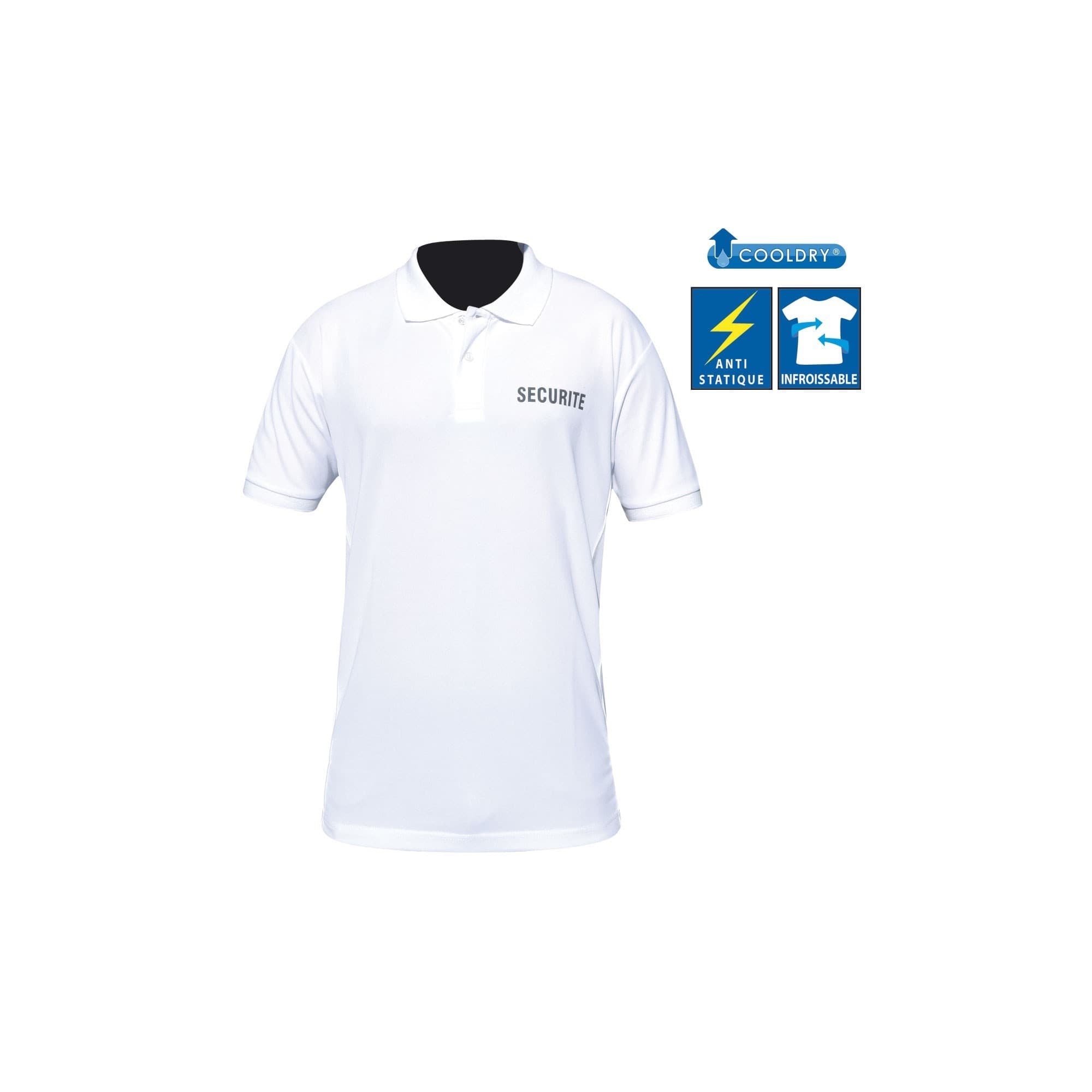Polo Cooldry Sécurité imprimé blanc
