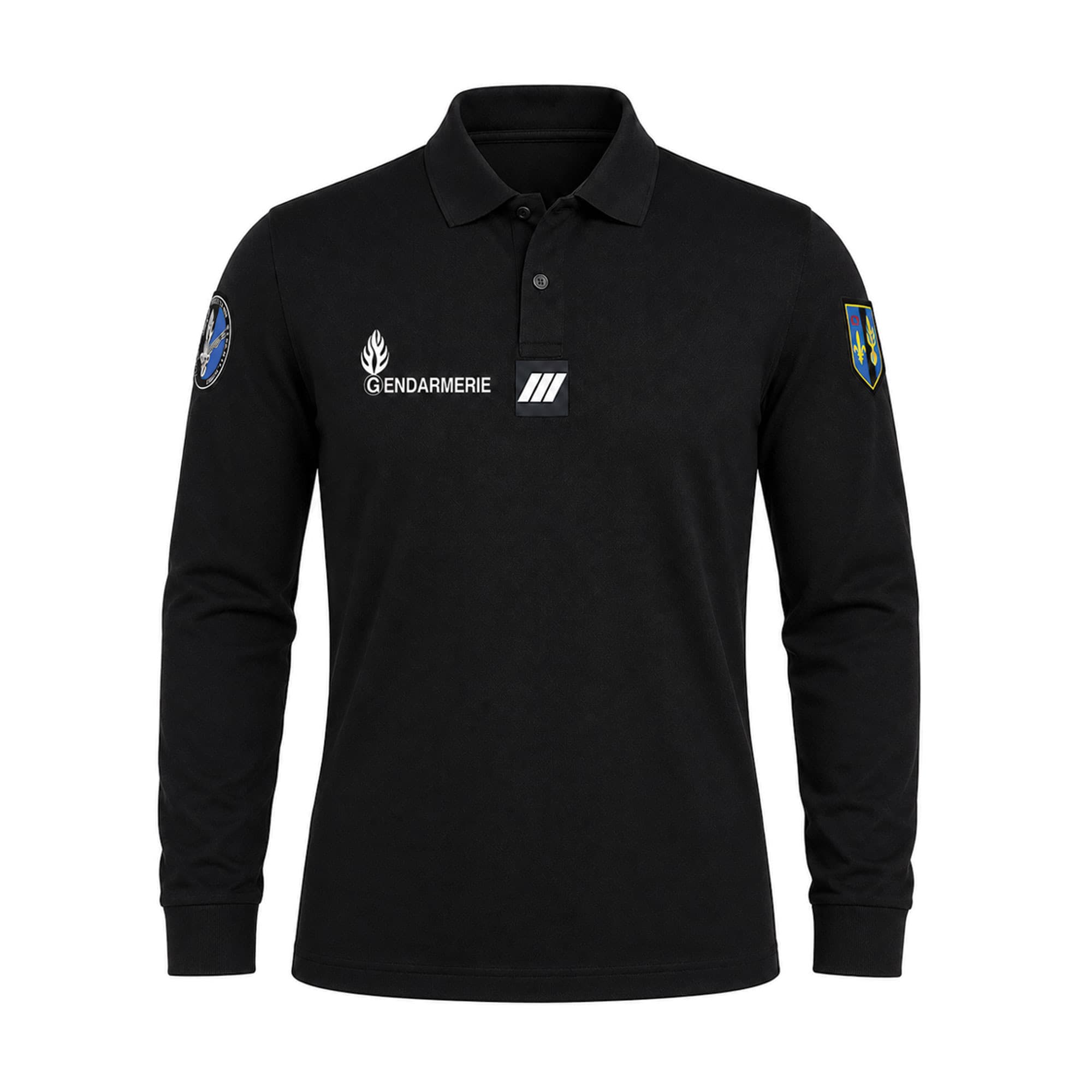 Polo manches longues Gendarmerie départementale Cooldry noir