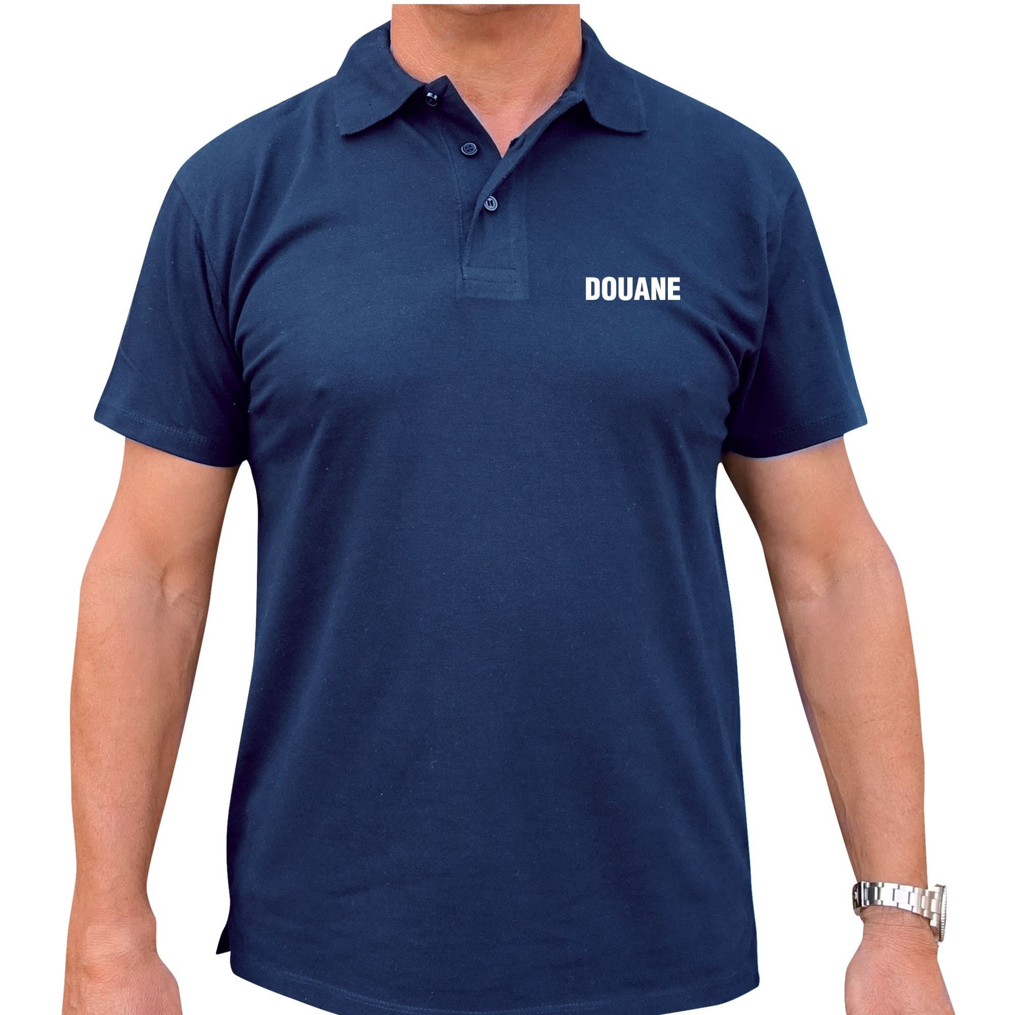 Polo manches courtes Douane imprimé bleu marine