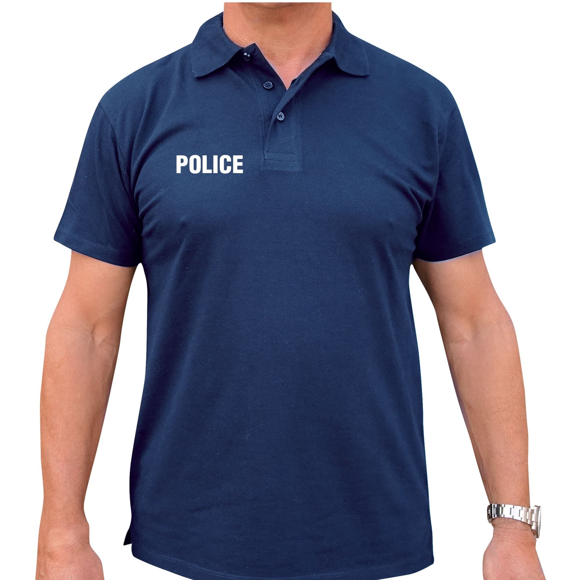 Polo manches courtes Police imprimé bleu marine