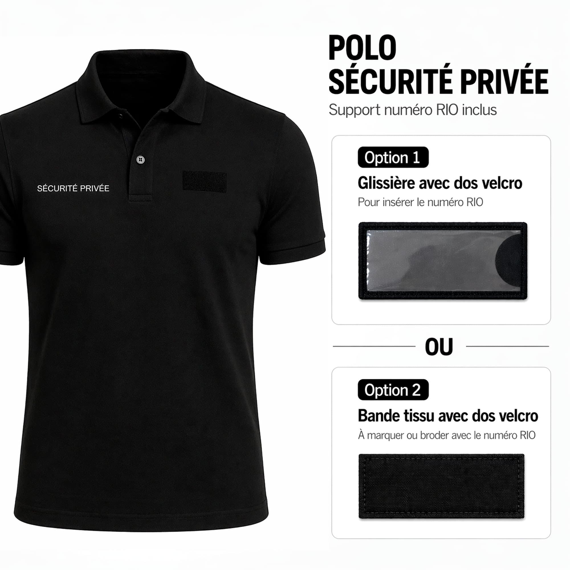 Polo Sécurité privée rétroréfléchissant nouvelles normes noir