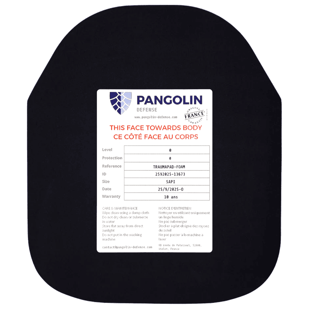 Plaque anti-trauma Traumapad Pangolin® en mousse format SAPI