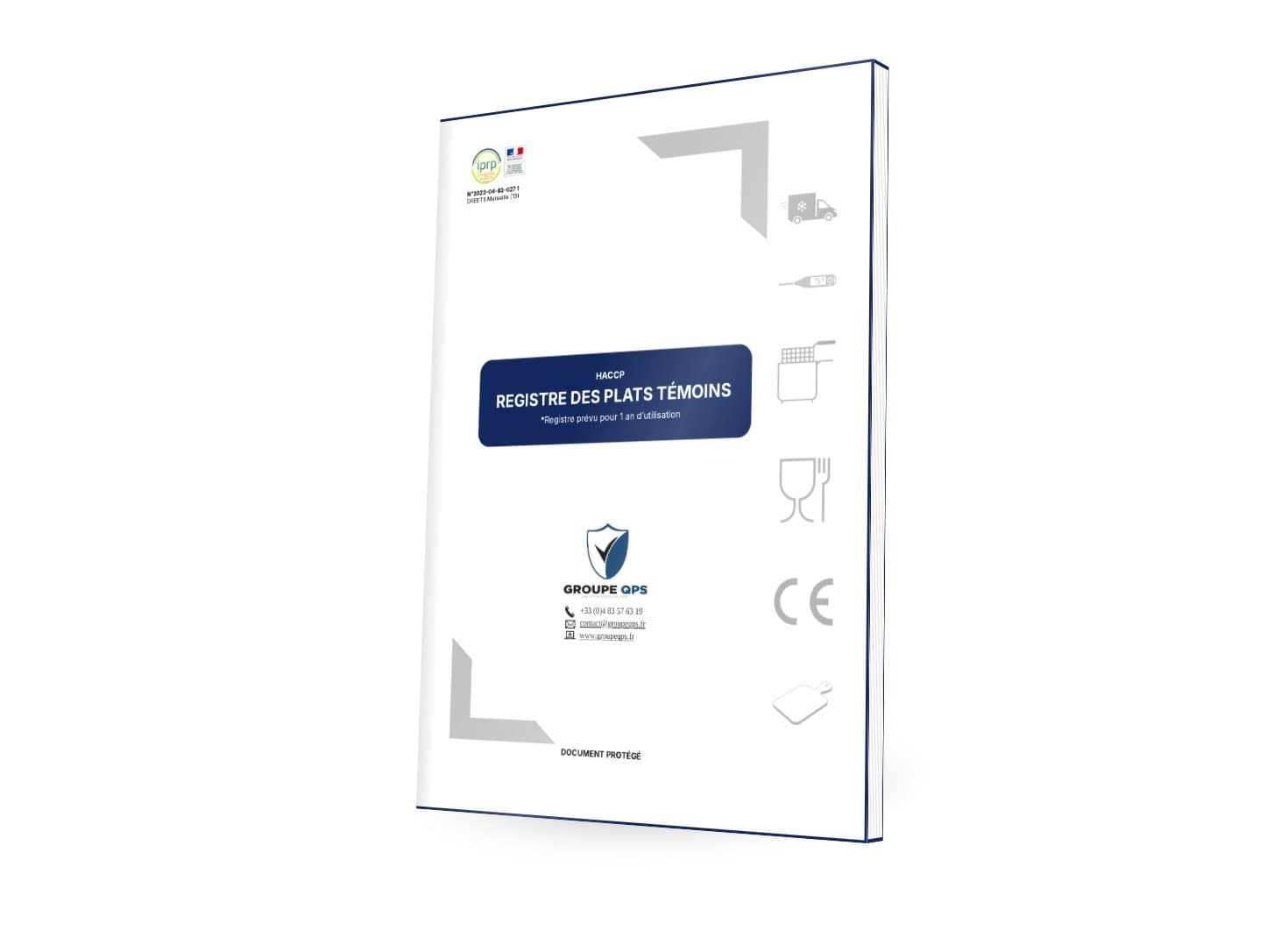 Registre des plats témoins – couverture