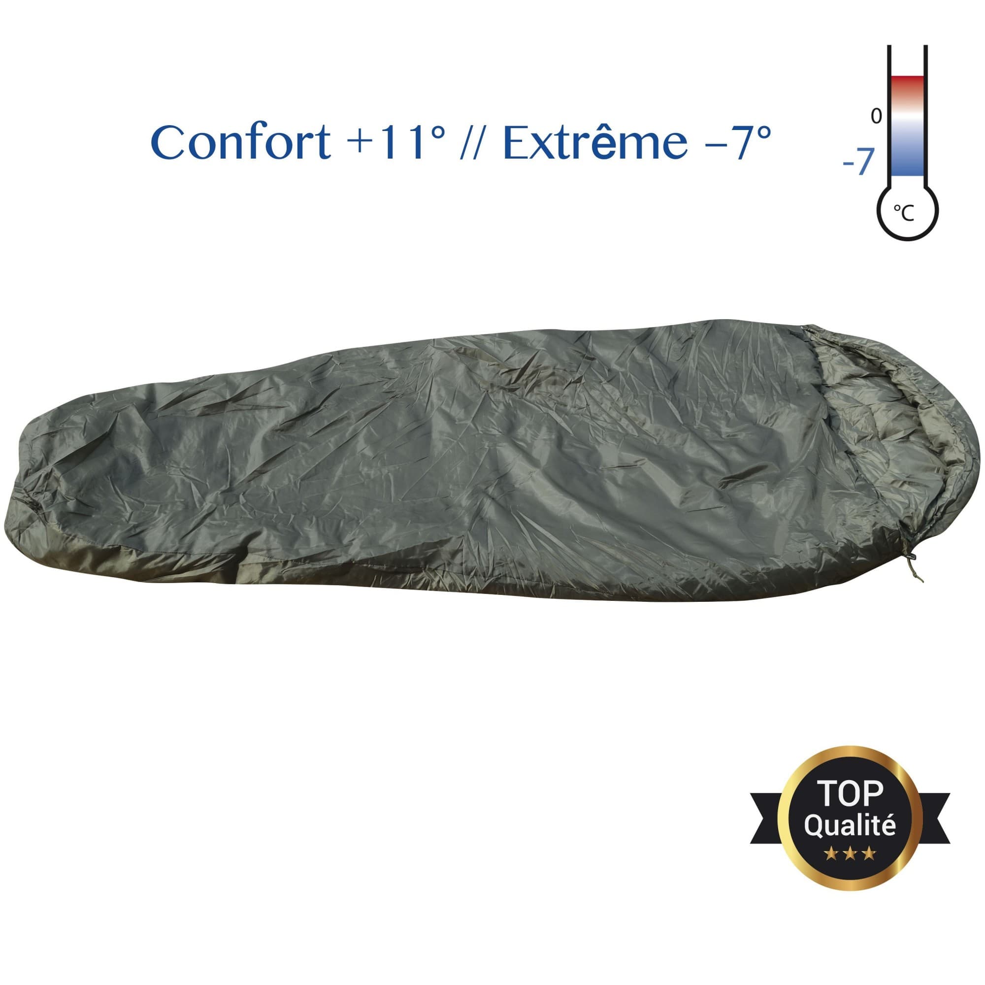 Sac de couchage OPEX confort forme momie vert armée