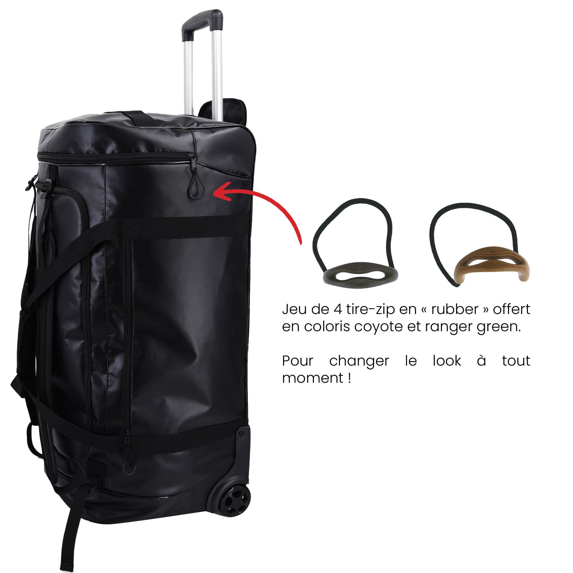 Sac de voyage à roulettes OPEX 120 litres étanche noir