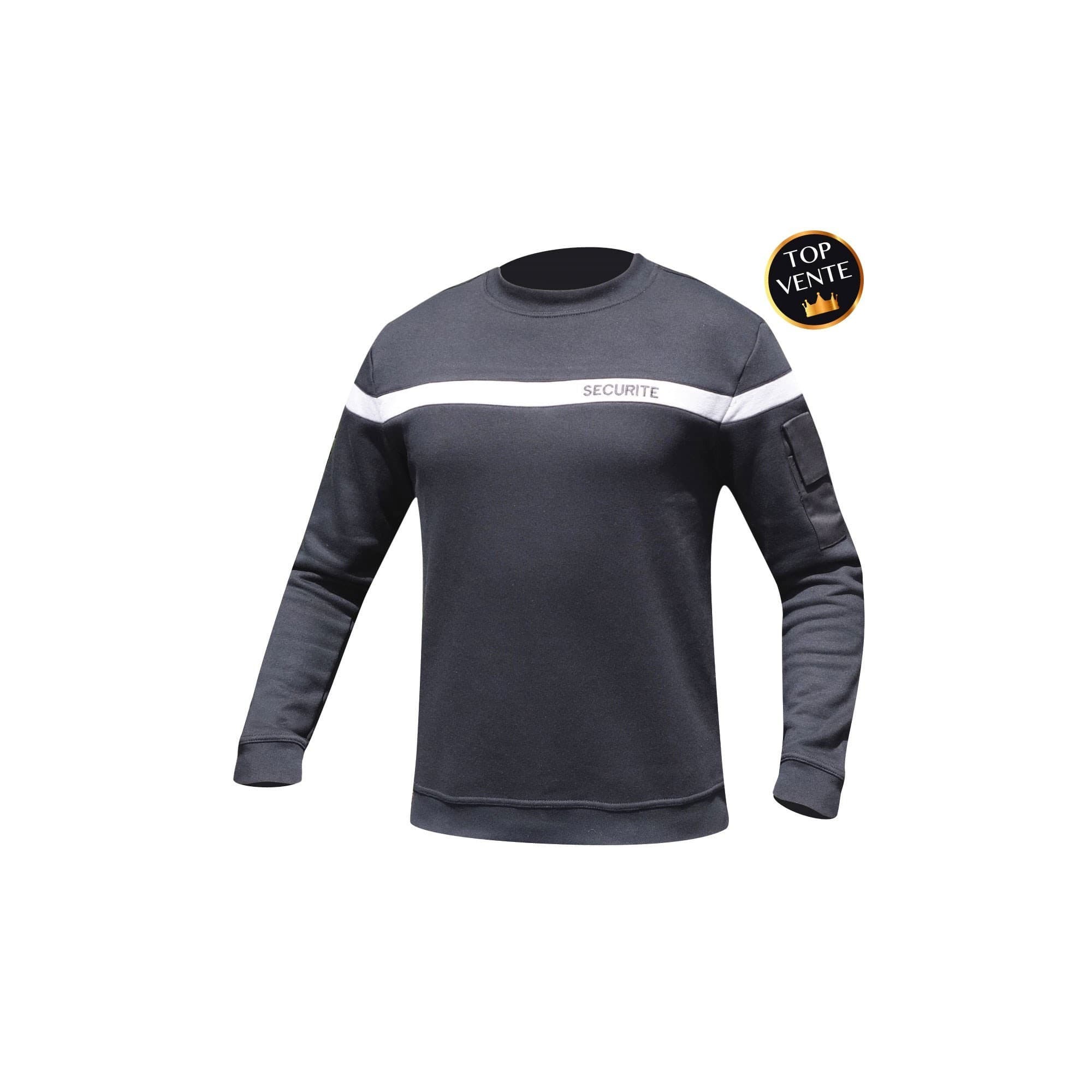 Sweat Sécurité à bande grise en molleton noir