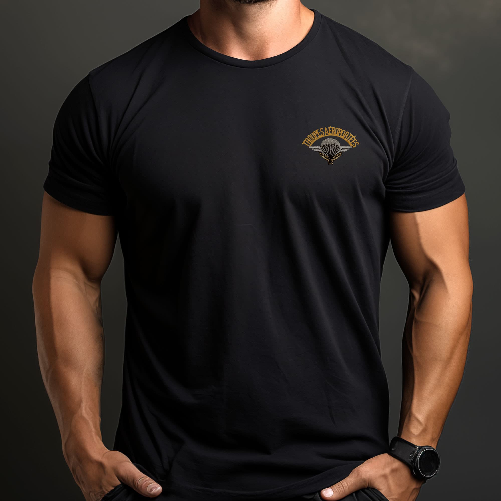 T-shirt Para brodé noir
