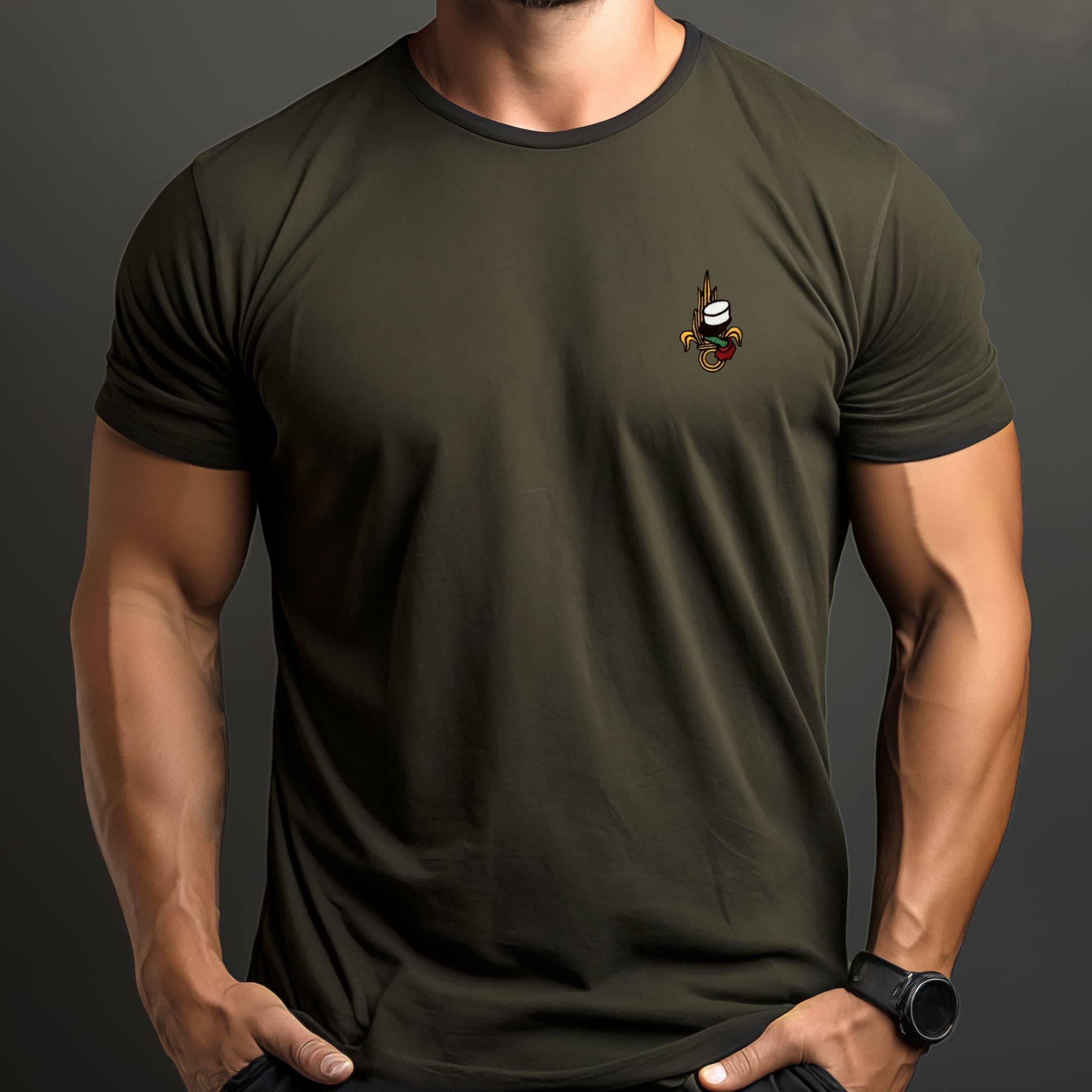 T-shirt Légion étrangère brodé vert armée – réf. TSBRODEVLE