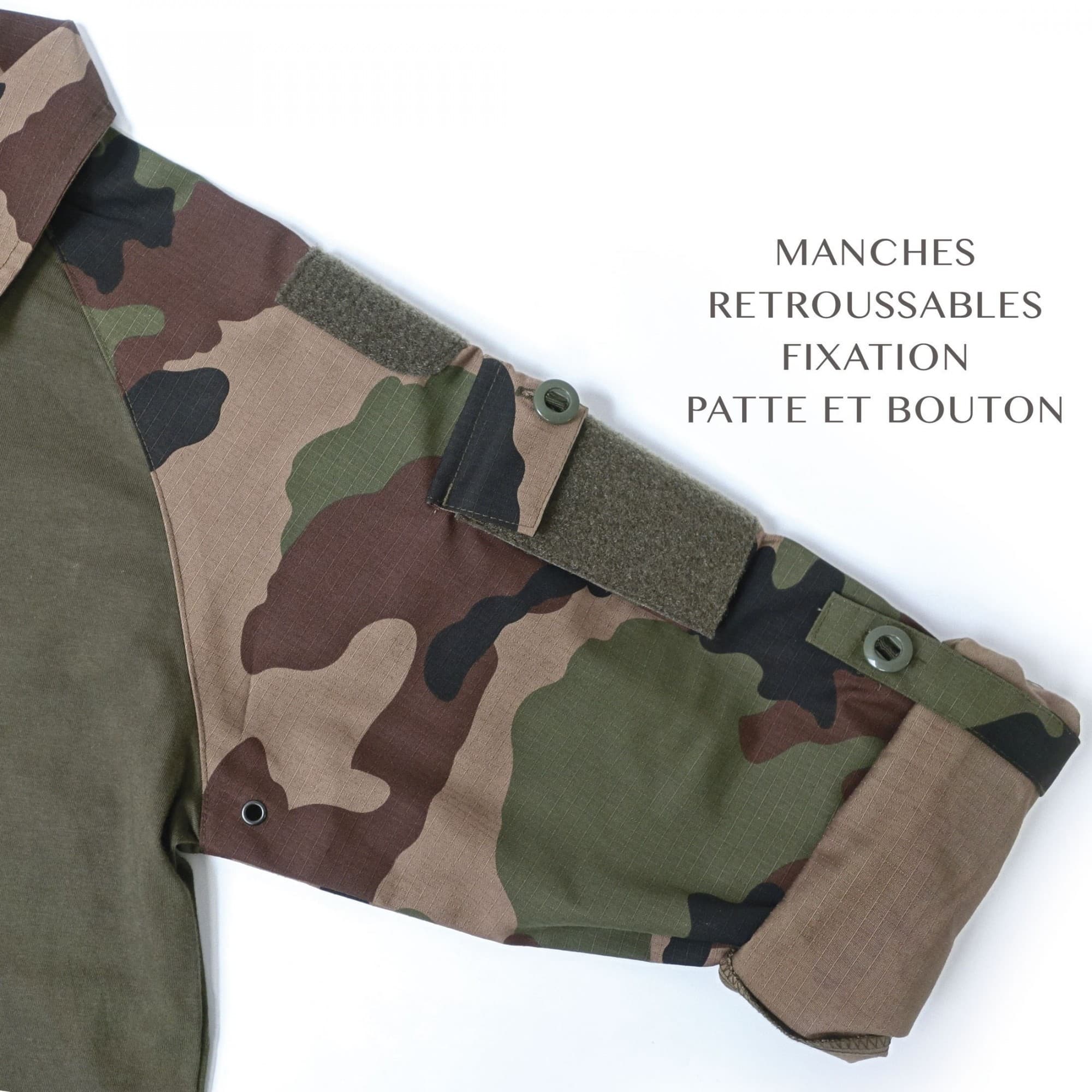 Chemise de combat type UBAS coton vert armée et Camo CE