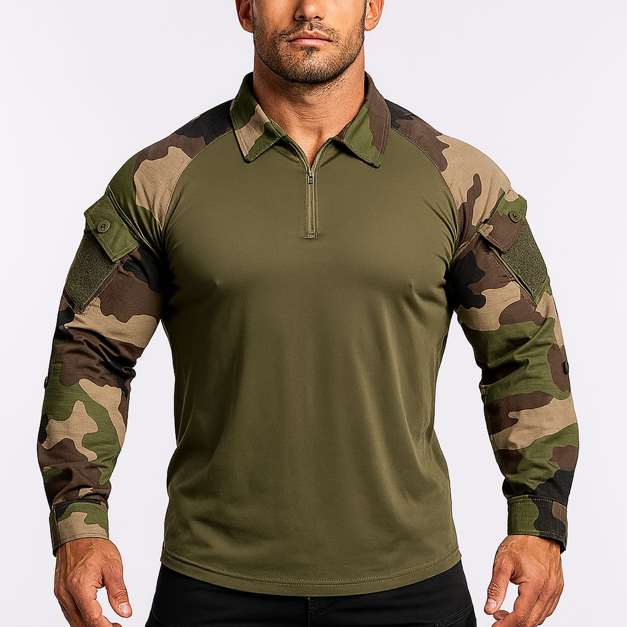 Chemise de combat type UBAS OPEX Cooldry vert armée et Camo CE