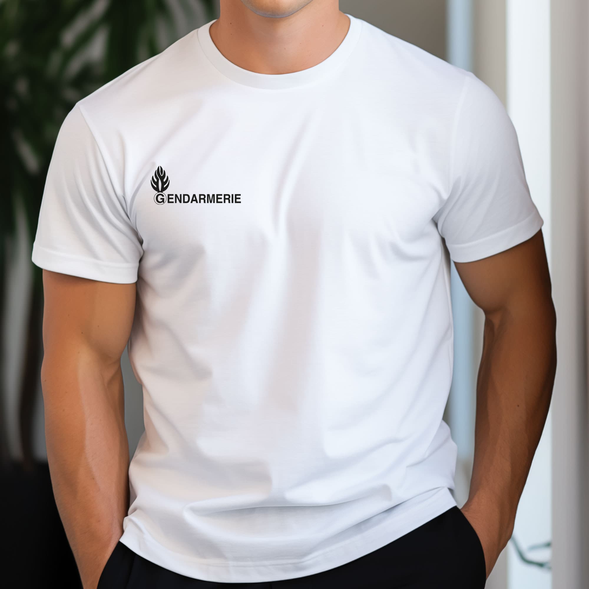 T-shirt Gendarmerie imprimé blanc