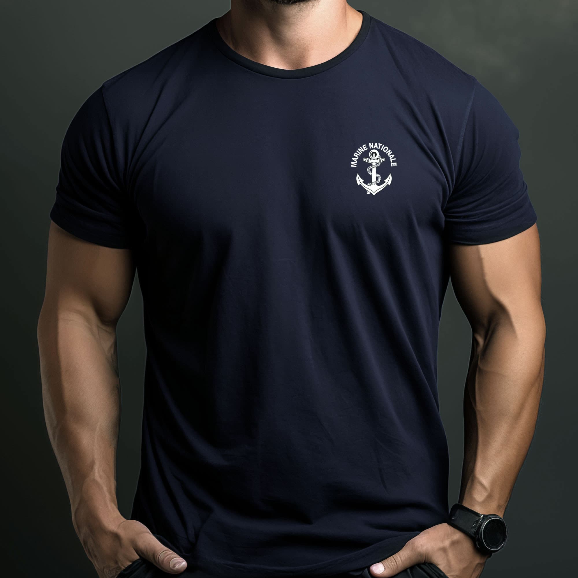 T-shirt Marine nationale imprimé bleu marine