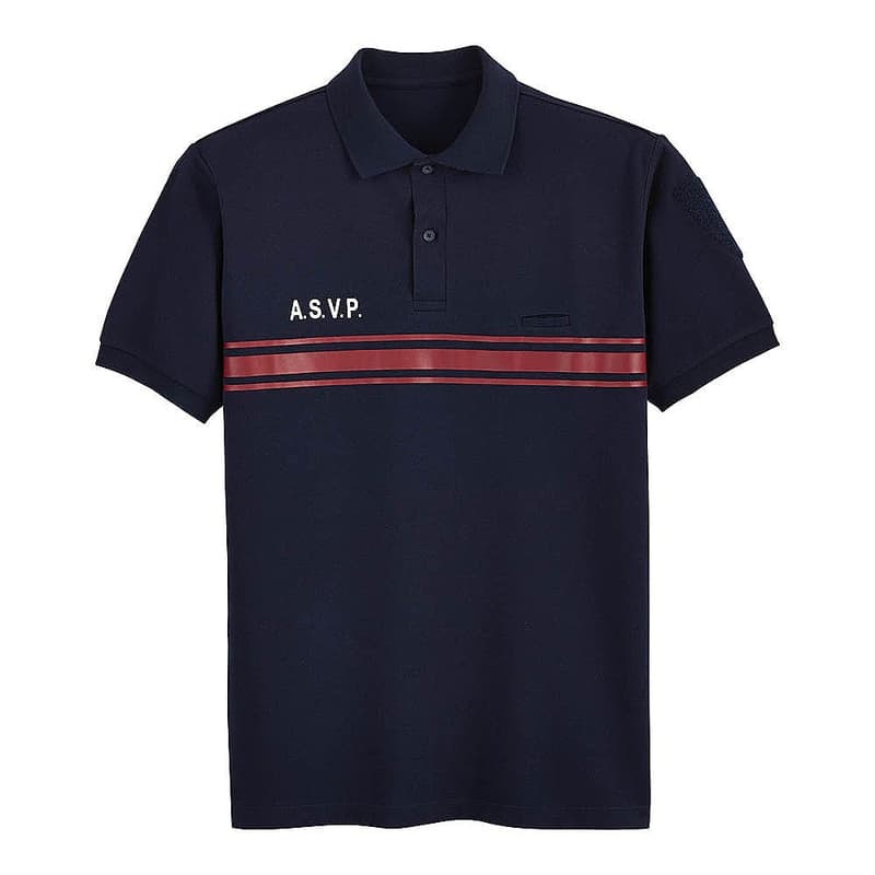 Polo ASVP STARCOOL manches courtes bleu marine bande bordeaux