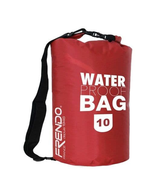 Sac étanche vide 10 L rouge en nylon PU, fermeture Roll Up