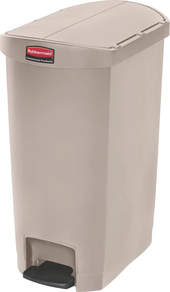 Poubelle à pédale latérale Rubbermaid Slim 50 L en polyéthylène, beige