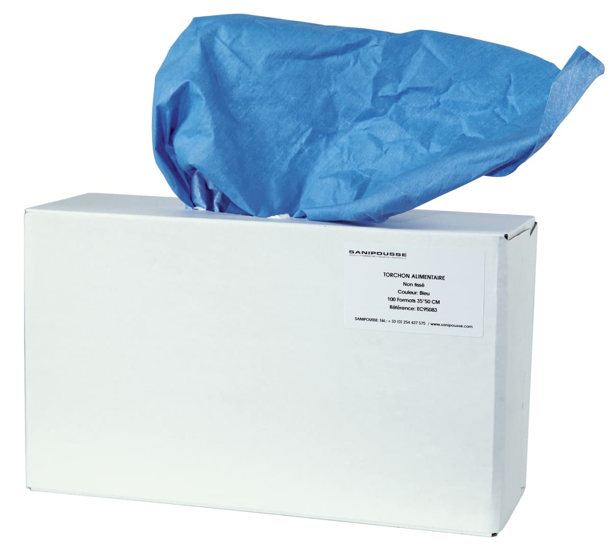Torchons non tissés bleus réutilisables, boîte distributrice de 100