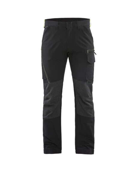 Pantalon maintenance stretch 4D Noir/Jaune fluo