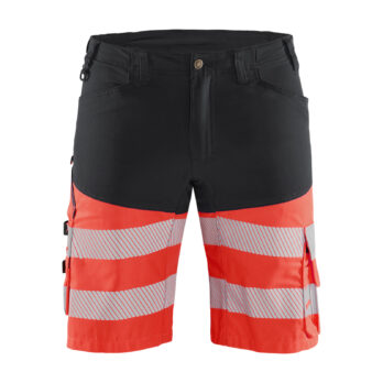 Short haute-visibilité +stretch Noir/Rouge fluo