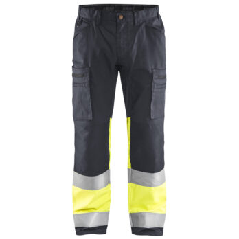 Pantalon artisan haute-visibilité +stretch Gris moyen/Jaune fluo