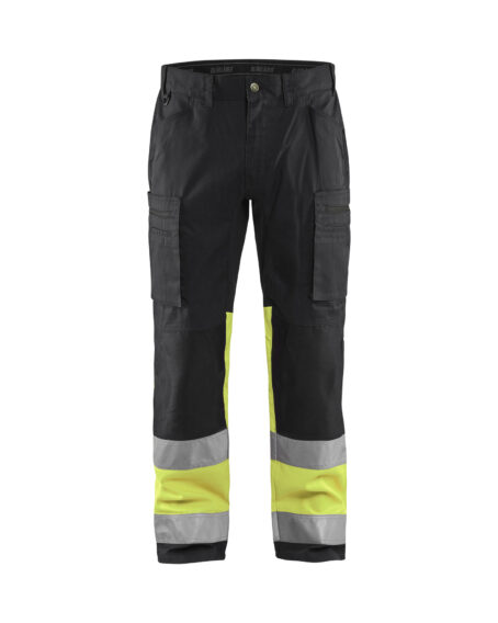 Pantalon artisan haute-visibilité +stretch Noir/Jaune fluo