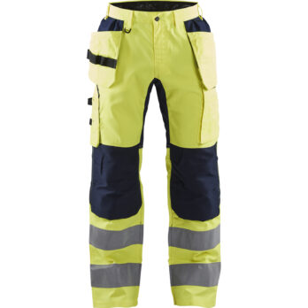 Pantalon artisan haute-visibilité +stretch Jaune fluo/Marine