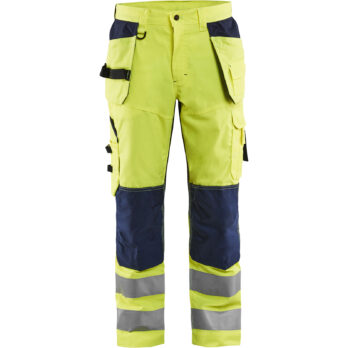 Pantalon artisan aéré haute visibilité +stretch Jaune fluo/Marine