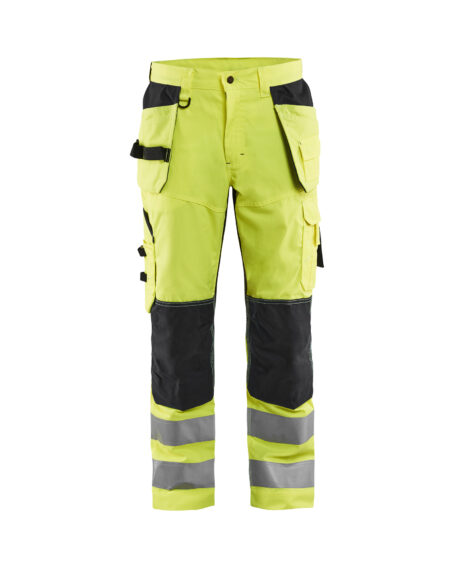 Pantalon artisan aéré haute visibilité +stretch Jaune fluo/Noir