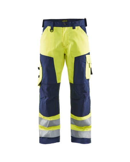 Pantalon artisan haute visibilité Jaune fluo/Marine