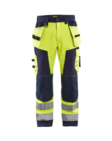 Pantalon Artisan Softshell haute visibilité Jaune fluo/Marine