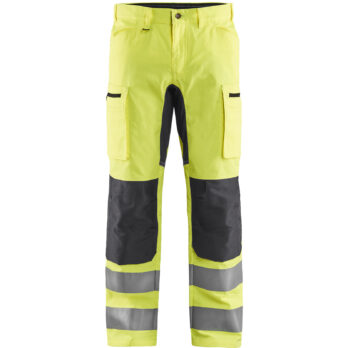 Pantalon artisan haute-visibilité +stretch Jaune fluo/Gris moyen