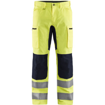 Pantalon artisan haute-visibilité +stretch Jaune fluo/Noir