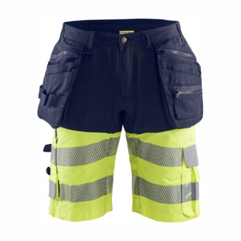 Short haute visibilité stretch 4D Marine/Jaune fluo