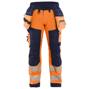 Hi-vis softshell trousers class2 Orange/Marine