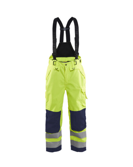 Pantalon à bretelles hardshell haute-visibilité Jaune fluo/Marine