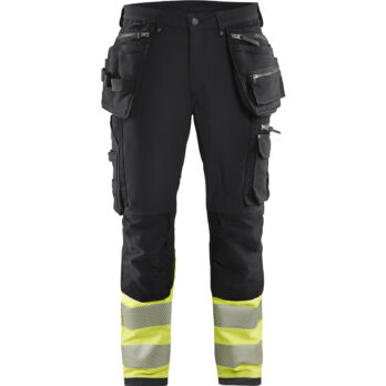 Pantalon artisan haute-visibilité stretch 4D Noir/Jaune fluo