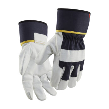 Gants de protection en cuir Marine foncé/Blanc