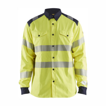 Chemise multinormes inhérent Jaune fluo/Marine