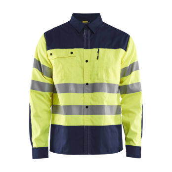 Chemise haute-visibilité Jaune fluo/Marine