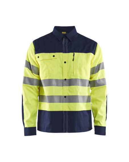 Chemise haute-visibilité Jaune fluo/Marine