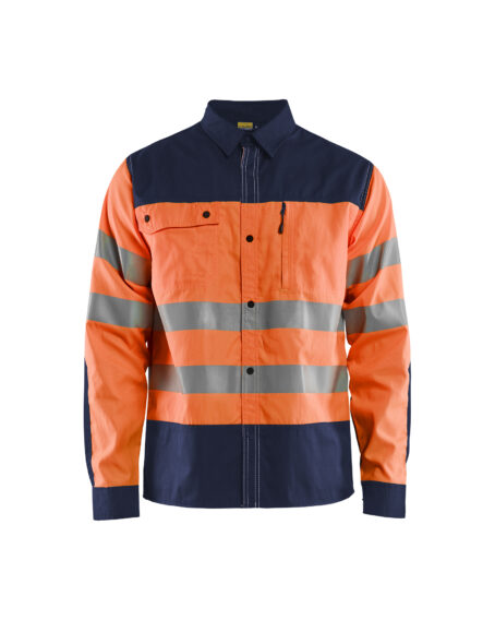 Chemise haute-visibilité Orange fluo/Marine