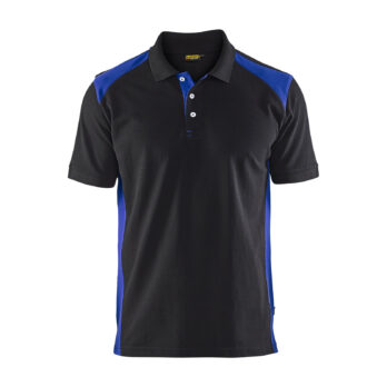 Polo Piqué Noir/Bleu roi