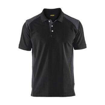 Polo Piqué Noir/Gris moyen