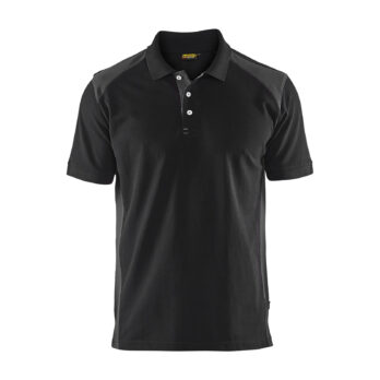 Polo Piqué Noir/Gris foncé