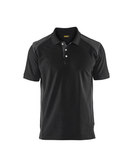 Polo Piqué Noir/Gris foncé