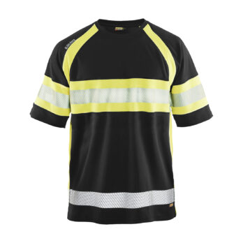 T-shirt haute visibilité anti-UV Noir/Jaune fluo