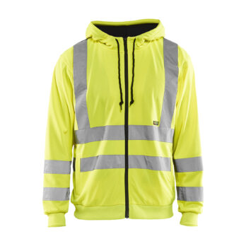 Sweat zippé à capuche haute visibilité Jaune fluo