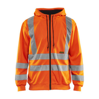 Sweat zippé à capuche haute visibilité Orange fluo