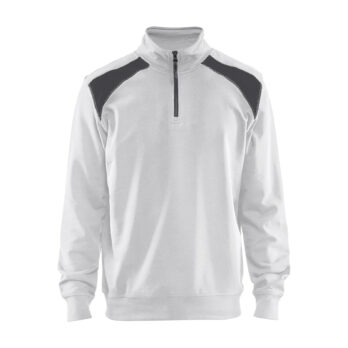 Sweat col camionneur bicolore Blanc/Gris foncé