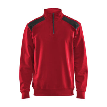 Sweat col camionneur bicolore Rouge/Noir