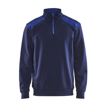 Sweat col camionneur bicolore Marine/Bleu Roi